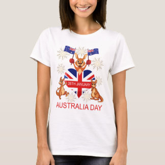 AUSTRALIA DAY 26TH JANUARY KANGAROOS, FLAGS, HEART T-Shirt