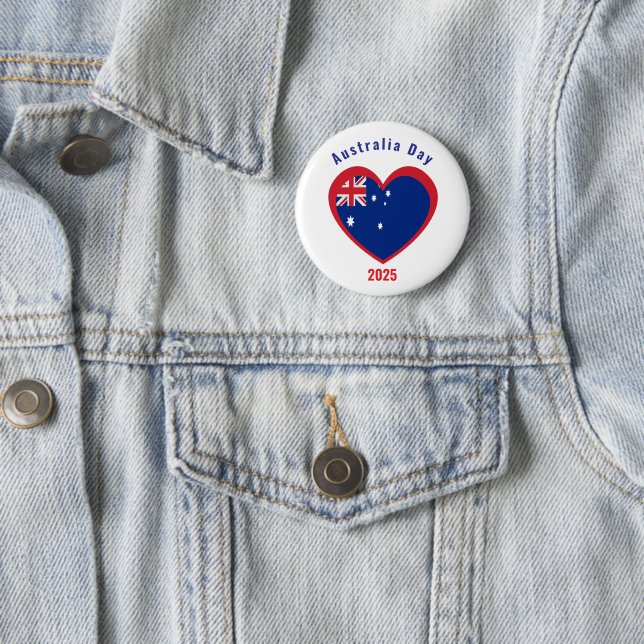 Australia day flag heart custom 2 inch round button (In Situ)
