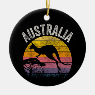 Australia Day Funny Australian Kangaroo Vintage Ceramic Ornament