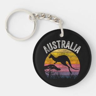 Australia Day Funny Australian Kangaroo Vintage Keychain