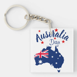 Australia Day Red Blue and White Keychain
