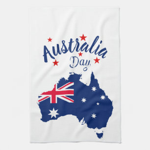 Australia Day Red Blue and White Kitchen Towel