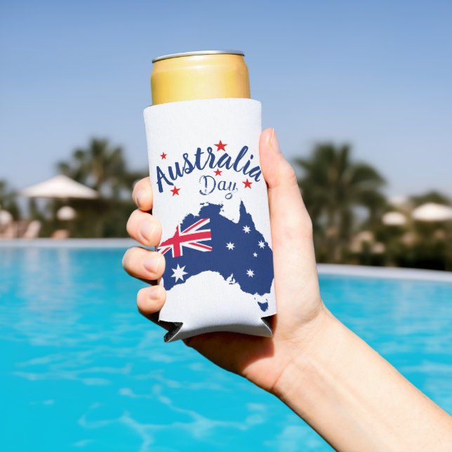 Australia Day Red Blue and White Seltzer Can Cooler (In Situ Pool)