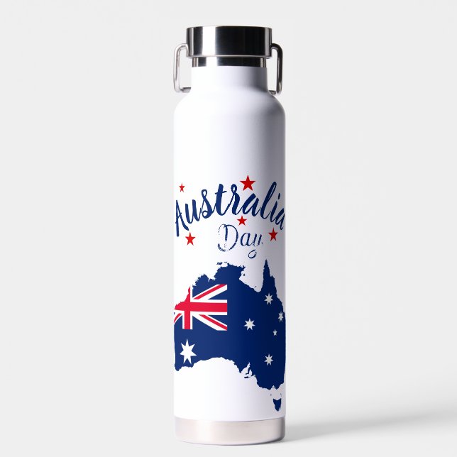 Australia Day Red Blue and White Water Bottle (Front)