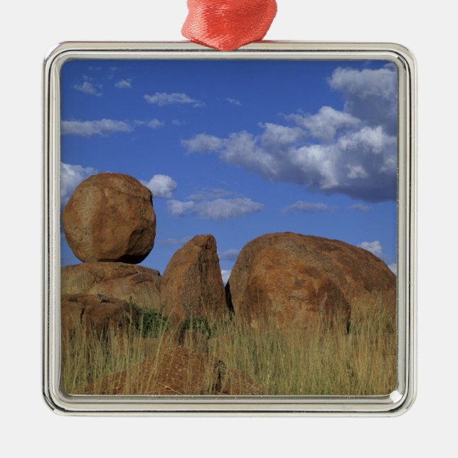 Australia, Devil's Marbles. Spherical sandstone Metal Ornament (Front)