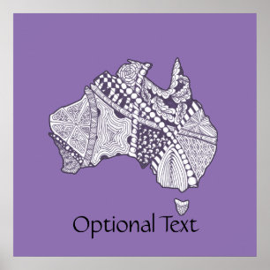 Australia Doodle Map Art Souvenir Poster