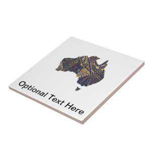Australia Doodle Tan Red Blue Tile