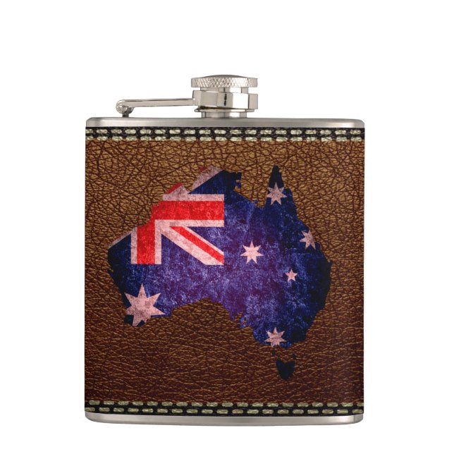 Australia Flag and Map #2 Hip Flask (Front)