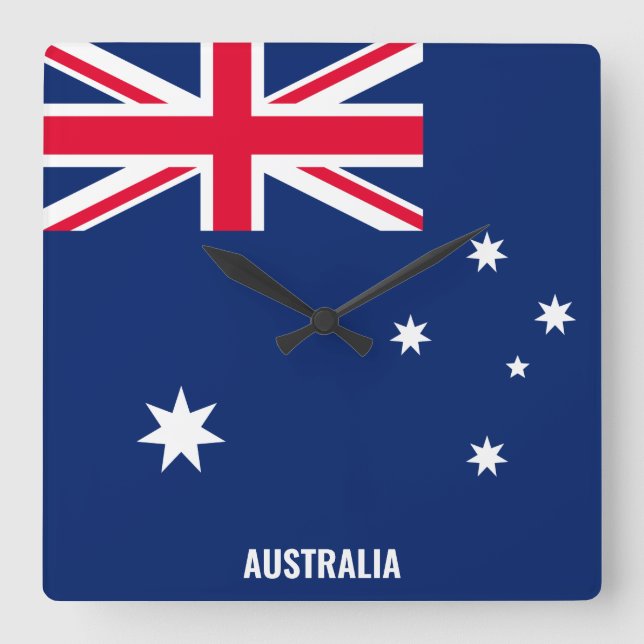 Australia Flag Dazzling Patriotic Square Wall Clock (Front)