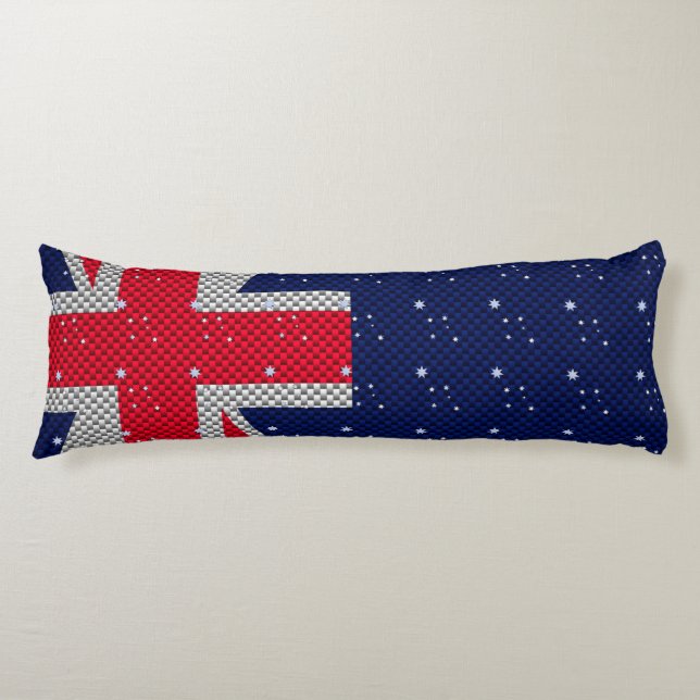 Australia Flag Design in Carbon Fibre Chrome Decor Body Pillow (Front)