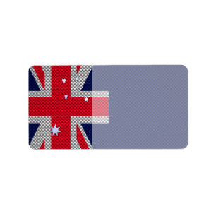 Australia Flag Design in Carbon Fibre Chrome Style Label