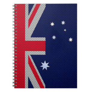 Australia Flag Design in Carbon Fibre Chrome Style Notebook