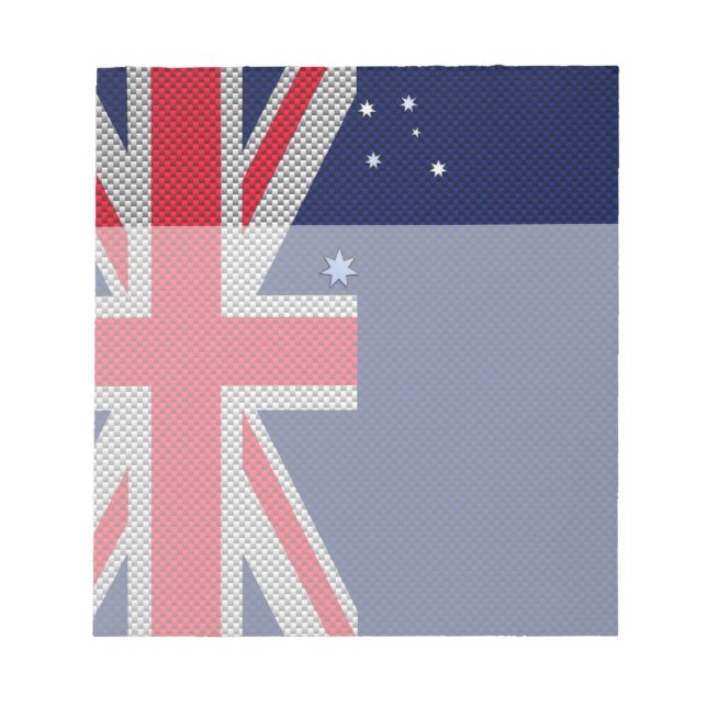 Australia Flag Design in Carbon Fibre Chrome Style Notepad (Front)
