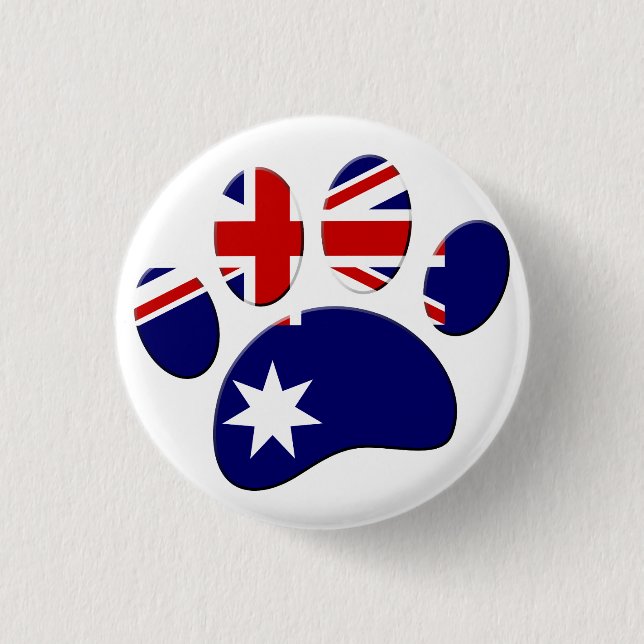 Australia Flag Dog Paw Print 1 Inch Round Button (Front)