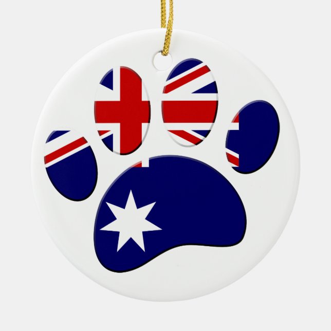 Australia Flag Dog Paw Print Ceramic Ornament (Front)