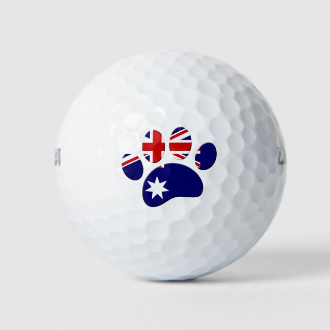 Australia Flag Dog Paw Print Golf Balls (Front)