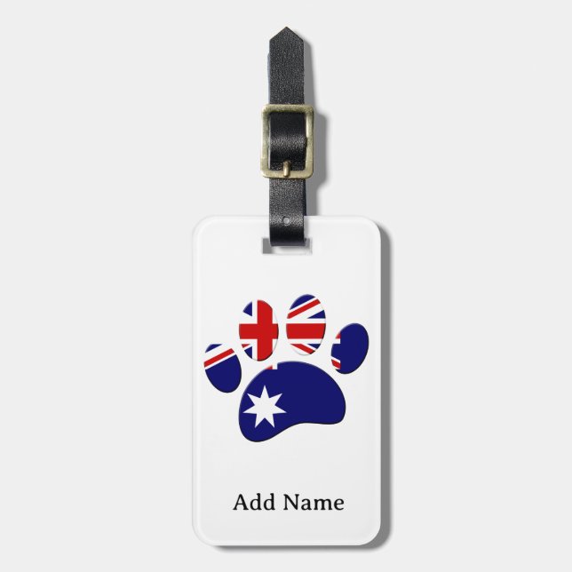 Australia Flag Dog Paw Print Luggage Tag (Front Vertical)