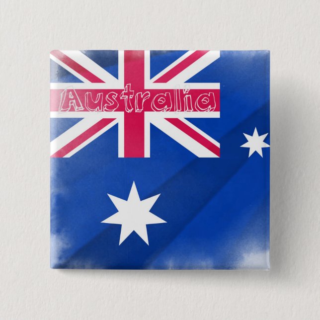 Australia Flag Fadeout 2 Inch Square Button (Front)