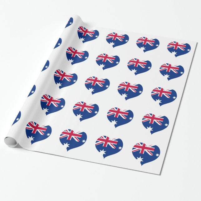 Australia Flag Heart Cutout Wrapping Paper (Unrolled)
