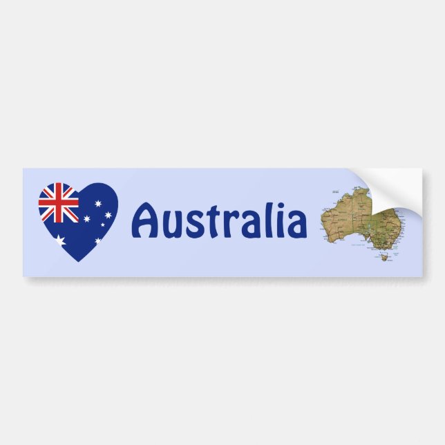 Australia Flag Heart + Map Bumper Sticker (Front)