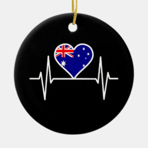 Australia Flag Heartbeat Ceramic Ornament