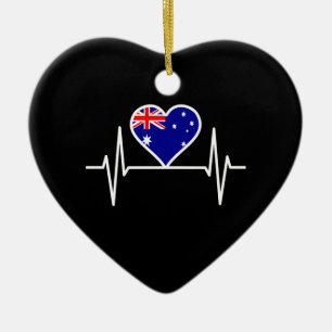 Australia Flag Heartbeat Ceramic Ornament