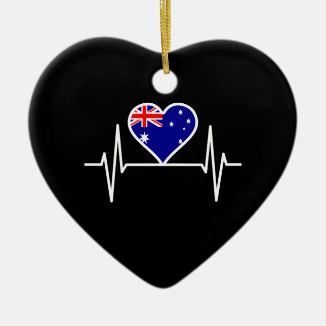 Australia Flag Heartbeat Ceramic Ornament (Front)