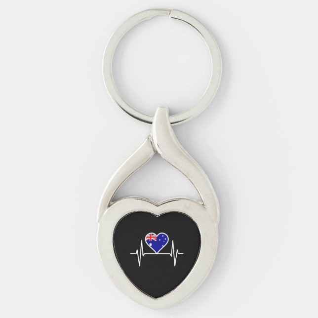 Australia Flag Heartbeat Keychain (Front)