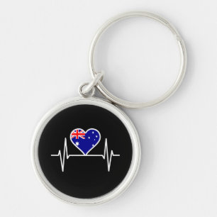 Australia Flag Heartbeat Keychain