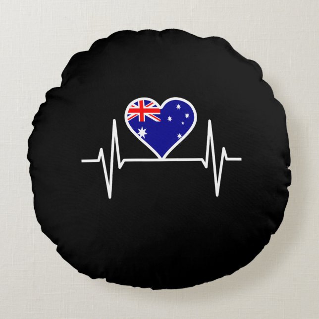 Australia Flag Heartbeat Round Pillow (Front)