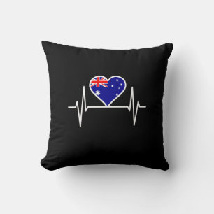 Australia Flag Heartbeat Throw Pillow