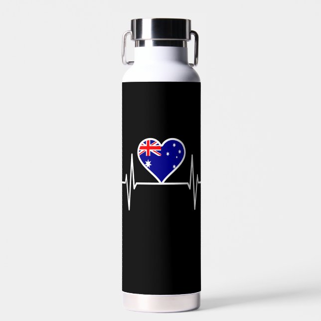 Australia Flag Heartbeat Water Bottle (Front)
