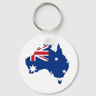 Australia Flag in the shape of Australia Keychain