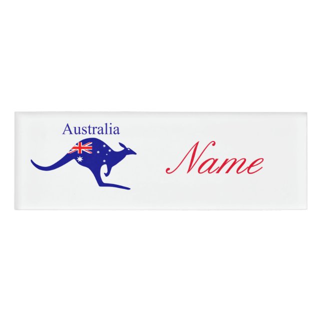 Australia Flag Kangaroo Thunder_Cove Name Tag (Front)