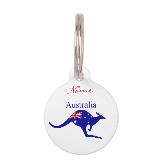 Australia Flag Kangaroo Thunder_Cove Pet Tag (Back)