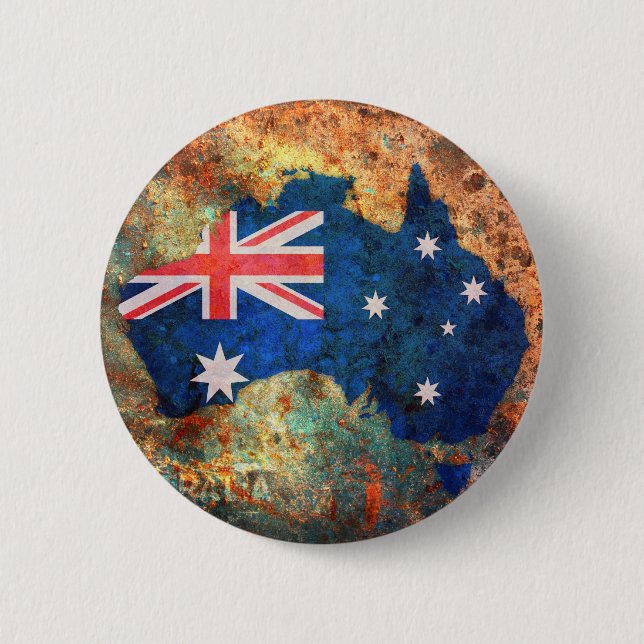 Australia Flag Map 2 Inch Round Button (Front)