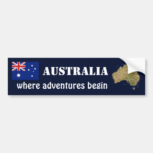 Australia Flag + Map Bumper Sticker (Front)