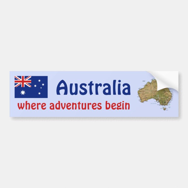 Australia Flag + Map Bumper Sticker (Front)