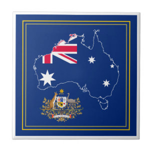Australia Flag Map & Emblem Tile