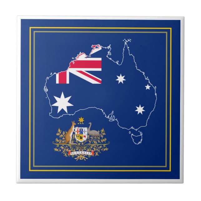 Australia Flag Map & Emblem Tile (Front)