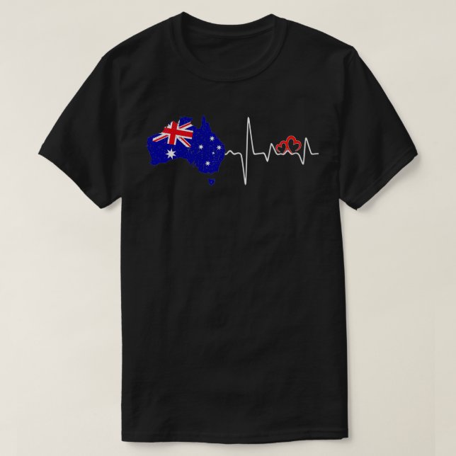 Australia Flag Map Heartbeat Design for Australian T-Shirt (Design Front)