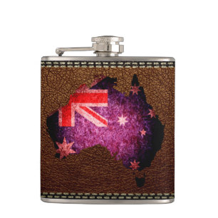 Australia Flag Map Hip Flask