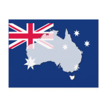 Australia flag map outline postcard