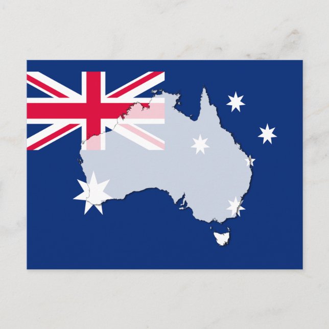 Australia flag map outline postcard (Front)