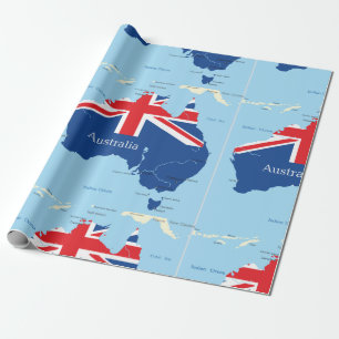 Australia Flag Map Silhouette Wrapping Paper