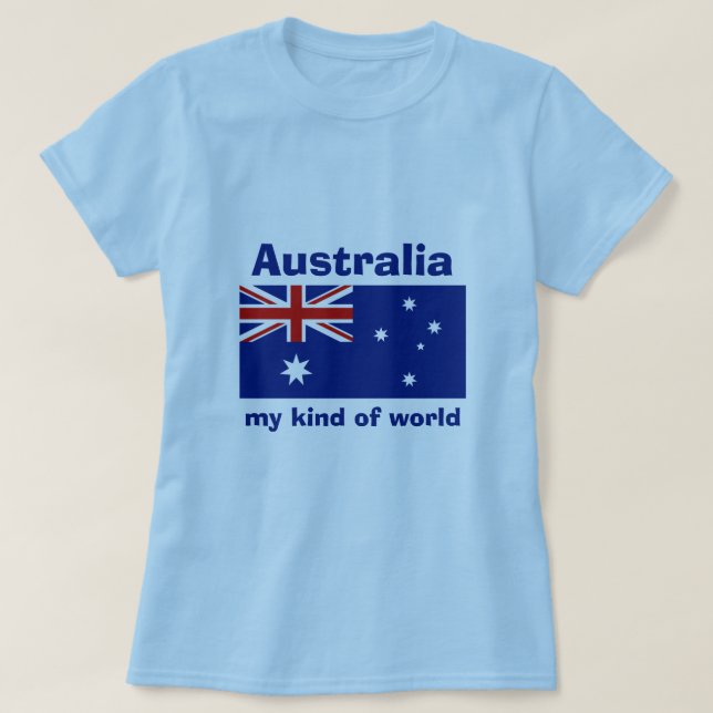 Australia Flag + Map + Text T-Shirt (Design Front)
