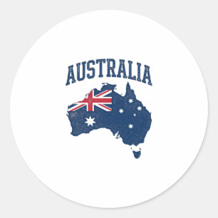 Australia Flag Map Vintage Distressed Graphic_1 Classic Round Sticker