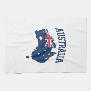 Australia Flag Map Vintage Distressed Graphic_1 Kitchen Towel