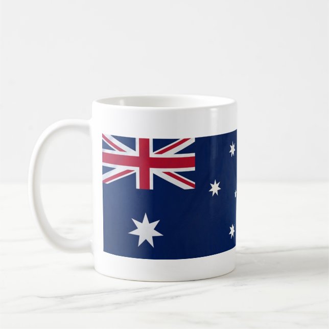 Australia Flag Mug with Name of National Anthem (Left)