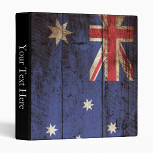 Australia Flag on Old Wood Grain Binder